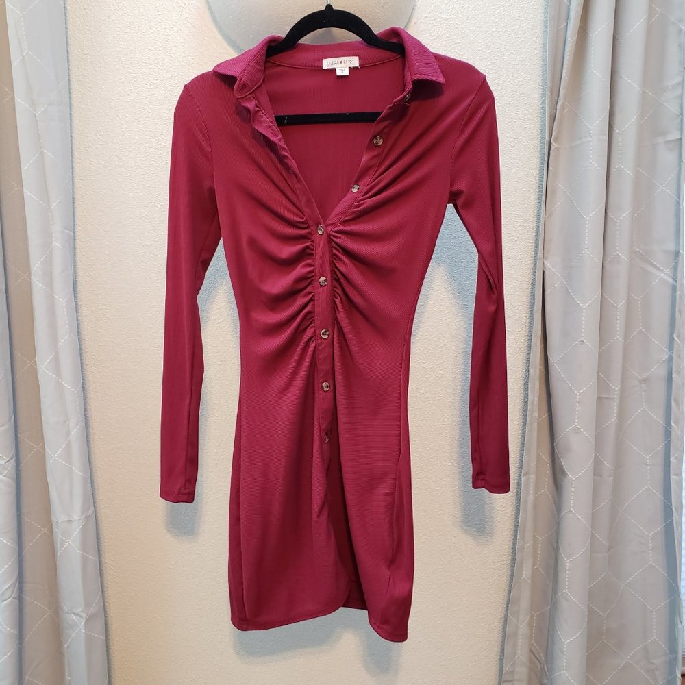 Ultra Flirt Maroon Bodycon Dress - Picture 2 of 9